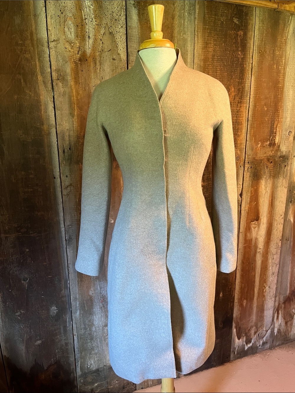 The Row collarless Virgin Wool Trench V neck Jacket Coat luxury label Size Small